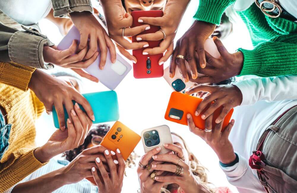 Smartphones used by a group