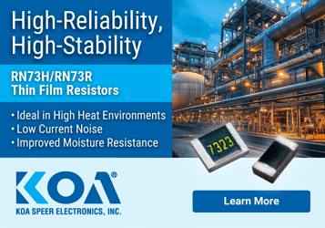 Ad: Explore KOA Speer's RN73H and RN73R Thin Film Resistors						