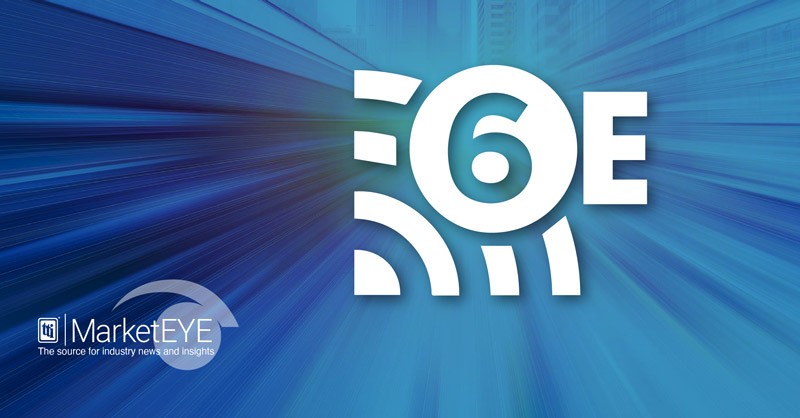 MarketEYE-Cuthbert-Wifi6e-Hero Blue background: Text: 6E