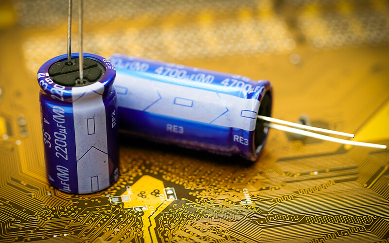 Image showing two electrolytic capacitors on a circuit board