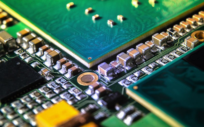 Printed circuit board and some MLCCs on a board