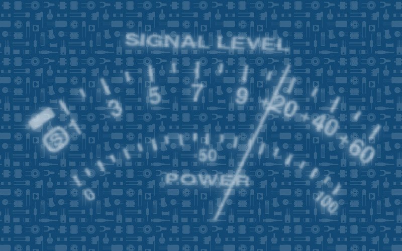 A Blue electronics background with a signal meter overlay