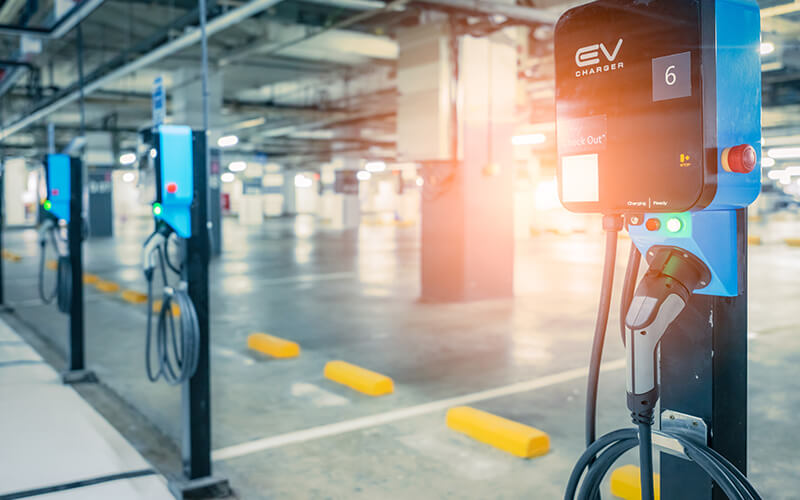 EV Chargers installed in a parking area